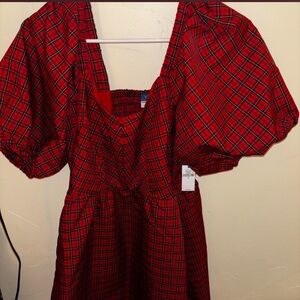 Old Navy Red Plaid Mini Dress